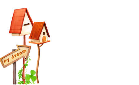 cute cartoon small house backgroundの写真素材