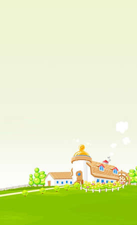 cartoon garden house backgroundの写真素材