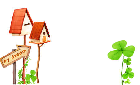 cute cartoon small house backgroundの写真素材