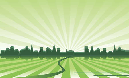 green city silhouette backgroundの写真素材