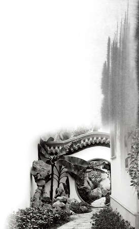 chinese water paint house backgroundの写真素材