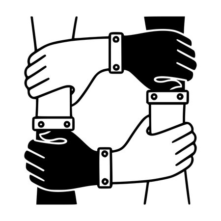 Hands with handcuffs line style icon design of Security system warning protection danger web alert and safe theme Vector illustrationのイラスト素材