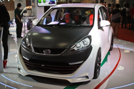 KUALA LUMPUR, MALAYSIA - NOV 15 Perodua Myvi GMB Advanced displayed at Lumpur International Motorshow  KLIMS  on November 15, 2013 in Kuala Lumpur Malaysia のeditorial素材
