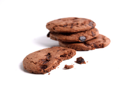 Chocolate chips cookies isolated の写真素材