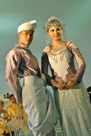 Models shows wedding fashion at runwayの素材