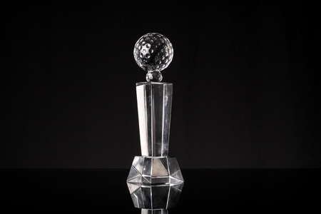 glass trophy in black backgroundの写真素材