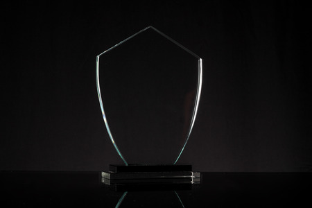 glass trophy in black backgroundの写真素材