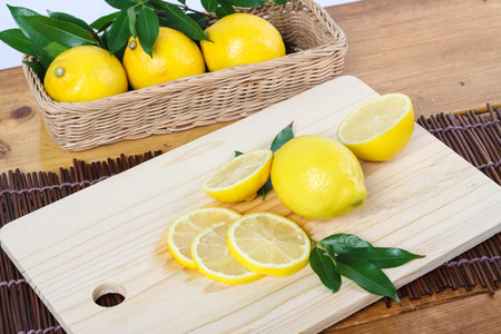 lemon cut in clean environmentの写真素材