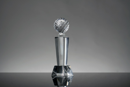 glass trophy in gray backgroundの写真素材