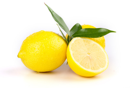 multiple lemon with fresh and delicious color isolated in whiteの写真素材