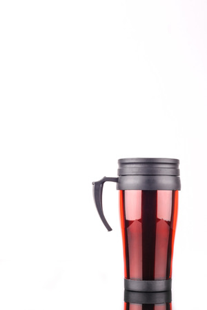 steel mug isolated on white backgroundの写真素材