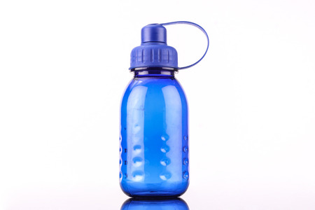 blue bottle isolated on white backgroundの写真素材