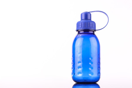 blue bottle isolated on white backgroundの写真素材