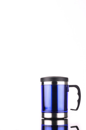 steel mug isolated on white backgroundの写真素材