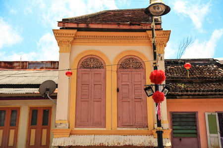 the unique architecture of Kuala Terengganu's chinatownの写真素材