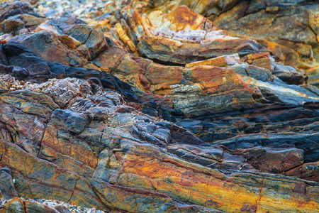 texture of rocks on shoreの写真素材