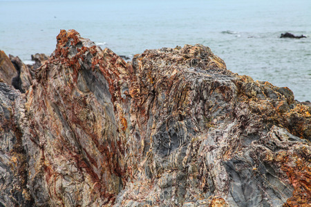 texture of rocks on shore in Kuala Terengganu, close upの写真素材