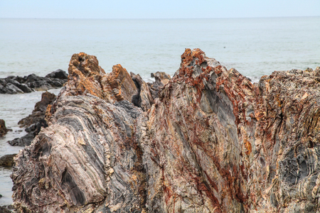 texture of rocks on shore, Kuala Terengganu, close upの写真素材