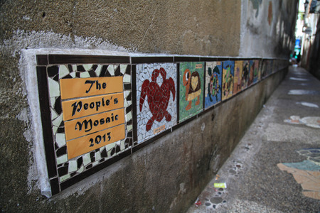 KUALA TERENGGANU 9 Aug. - The small town known for its unique local attraction is Turtle Alley in the China Town , Kuala Terengganu. It was created to put up a remainder for turtle conservation by features turtle-themed artwork on the walls.のeditorial素材