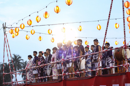 SHAH ALAM, MALAYSIA - SEPTEMBER 5: Bon-Odori Festival in Shah Alah,  on September 5, 2015. Participants in "Bon Odori" festival, held annually to celebrate the unique style of dancing performance from japan to Malaysia.のeditorial素材