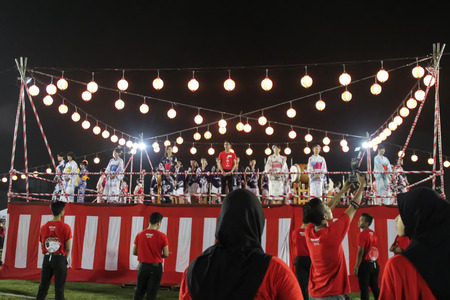 SHAH ALAM, MALAYSIA - SEPTEMBER 5: Bon-Odori Festival in Shah Alah,  on September 5, 2015. Participants in "Bon Odori" festival, held annually to celebrate the unique style of dancing performance from japan to Malaysia.のeditorial素材
