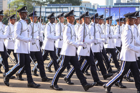 KUALA LUMPUR - NOV 7 : Newly grad Malaysian Cadet Inspector doing a parade run to complete their nine month training on November 7, 2015 at PDRM Training Centre Kuala Lumpur Malaysia.のeditorial素材