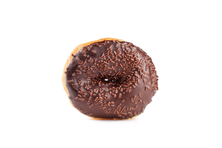 chocholate doughnuts isolated in white backgroundの写真素材