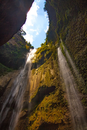 Madakaripura waterfall at November weatherの写真素材
