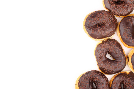 chocolate doughnut isolated in white backgroundの写真素材