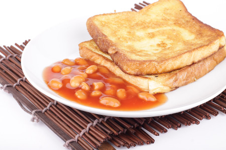 home made toast on white backgroundの写真素材