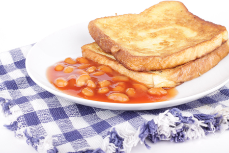 home made toast on white backgroundの写真素材