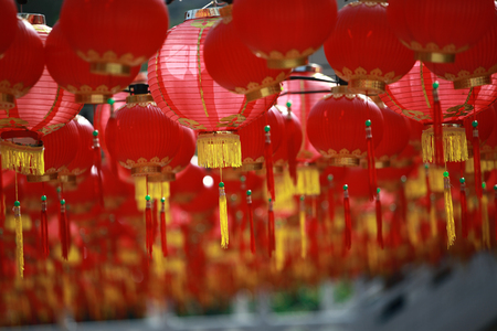 Kuala Lumpur, Malaysia - JANUARY 28, 2017. Traditional red chinese lantern at Thean Hou Temple Kuala Lumpur.のeditorial素材