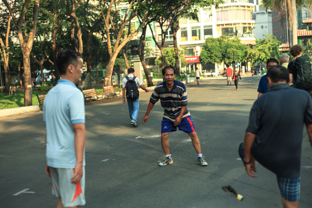 Ho Chi Minh City, Vietnam - 30 December 2017. District 1 Park morning activity.のeditorial素材