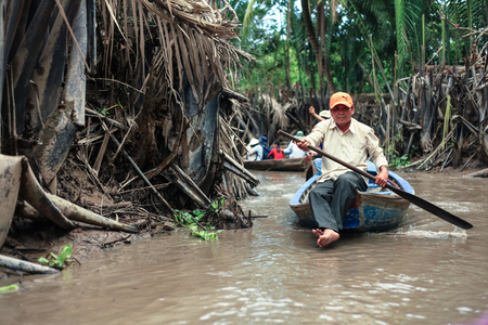 Ho Chi Minh City, Vietnam - 30 December 2017. The Mekong Delta, also known as the Western Region or the South-western region is the region in southwestern Vietnam where the Mekong River approaches and empties into the sea through a network of distributariのeditorial素材