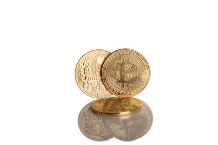 bitcoin on white backgroundの写真素材