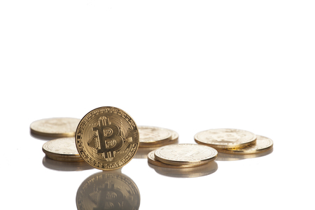 bitcoin on white backgroundの写真素材