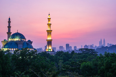 majestic sunrise over kuala lumpur mosqueの写真素材