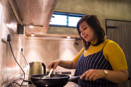 asian cooking at kitchenの写真素材