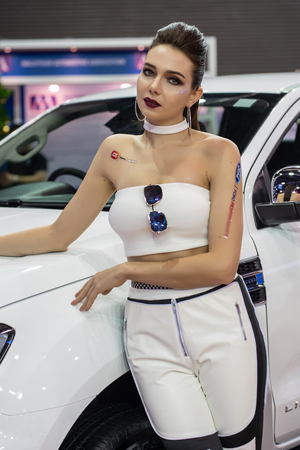Kuala Lumpur, Malaysia - 23 November 2018. Grid girl at kuala lumpur motor show.のeditorial素材