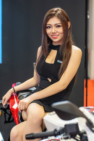 Kuala Lumpur, Malaysia - 23 November 2018. Grid girl at kuala lumpur motor show.のeditorial素材
