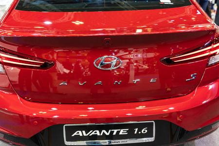 singapore -12 january 2019. hyundai avante at singapore motor showのeditorial素材