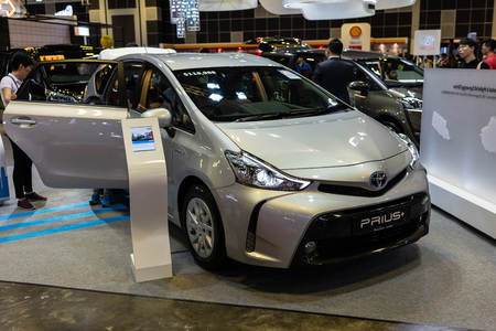 singapore -12 january 2019. the new toyota prius plus at singapore motor show.のeditorial素材