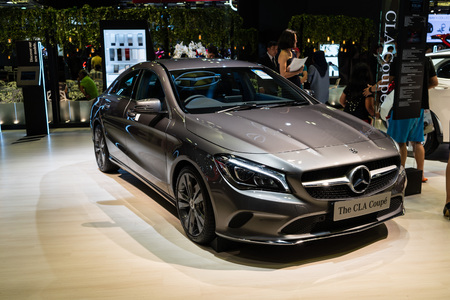 singapore -12 january 2019. mercedes cla coupe at singapore motor showのeditorial素材