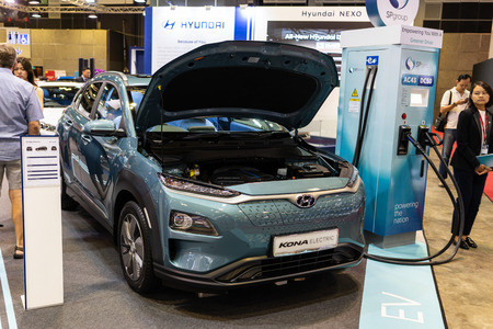 singapore -12 january 2019. the new hyundai kona electric at singapore motor showのeditorial素材