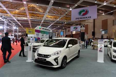 kuala lumpur, malaysia - 16 april 2019. perodua booth at kuala lumpur motor showのeditorial素材