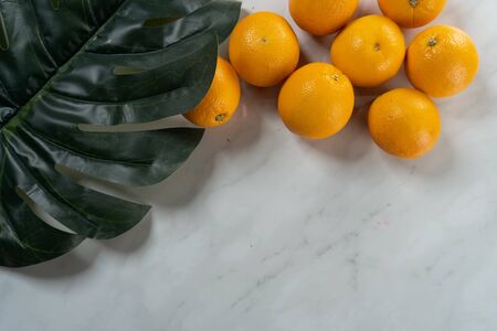 oranges with marble backgroundの写真素材