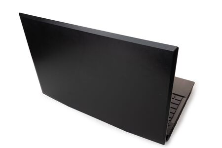 black Laptop isolated in white backgroundの写真素材