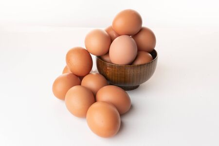 chicken eggs isoloted on white backgroundの写真素材