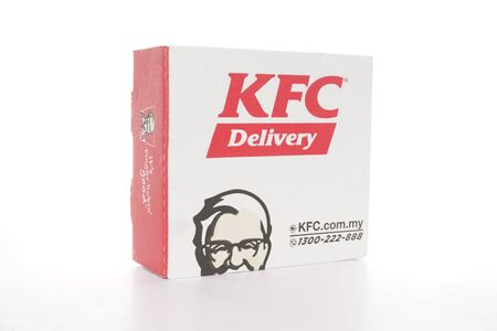 Shah Alam, Malaysia - 1 November 2019, Box of KFC isolated on white background.のeditorial素材