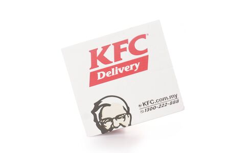 Shah Alam, Malaysia - 1 November 2019, Box of KFC isolated on white background.のeditorial素材